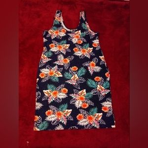 Full Circle Trends Mini Tank Dress/Blue w Hawaiian Floral Print/Size 3XLg
